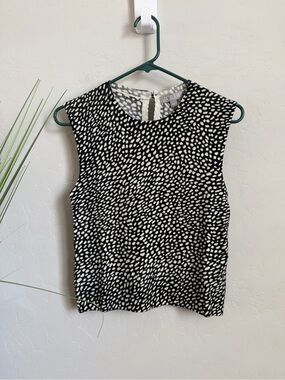 J.Crew NWT 82% Cashmere Cropped Sweater Top Black Ivory Print CM654 Small